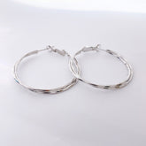 Interweave Circle Big Silver Hoop Earrings for Women